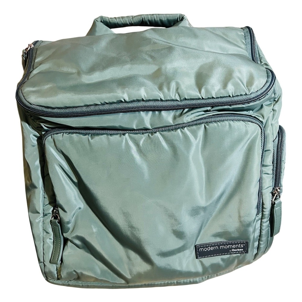 Modern Moments Diaper Bag by Gerber with Changing Pad and Insulated Pocket Green